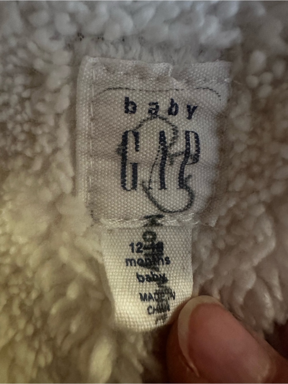 🐻 Baby Gap 12-18M Sherpa Lined Bear Ear Hooded Sweater - Picture 2 of 3